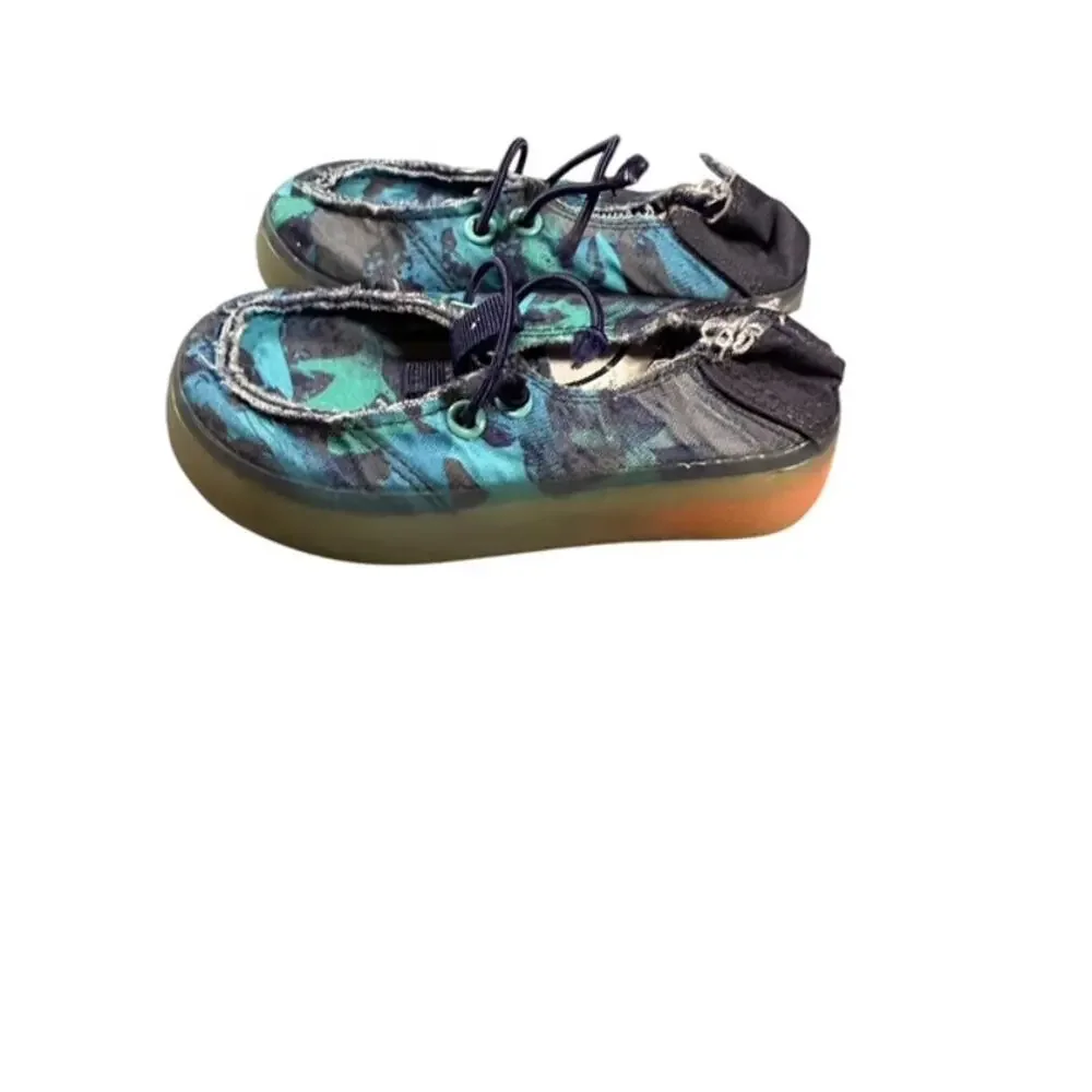 Members Mark Boys Toddler Blue Printed Slip-On Bungee Drawstring Moccasin Shoes